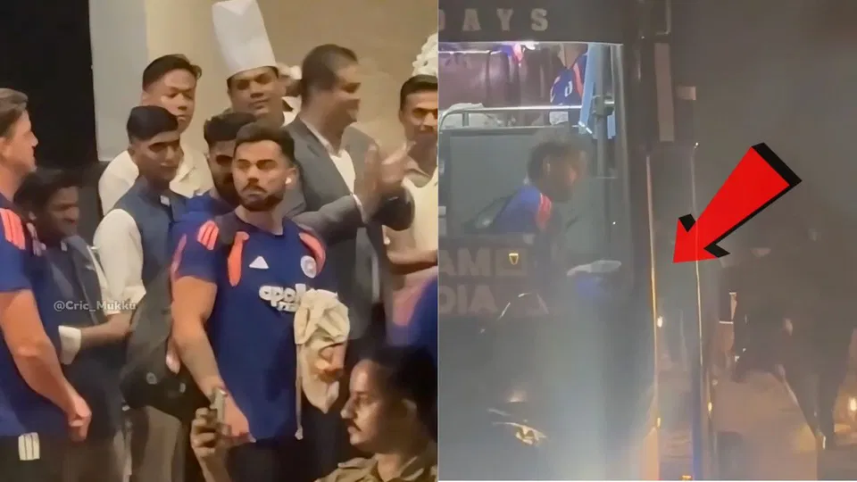 Watch -Rohit Sharma Escapes Freak Injury As He Slips From Bus, Virat Kohli Shocked
